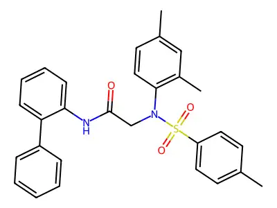 2-(2,4-dimethyl-N-(4-methylphenyl)sulfonylanilino)-N-(2-phenylphenyl)acetamide structure