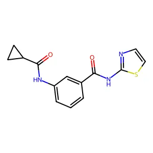 3-(cyclopropanecarbonylamino)-N-(1,3-thiazol-2-yl)benzamide structure