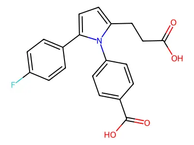 4-[2-(2-carboxyethyl)-5-(4-fluorophenyl)-1H-pyrrol-1-yl]benzoic acid structure