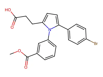 3-{5-(4-bromophenyl)-1-[3-(methoxycarbonyl)phenyl]-1H-pyrrol-2-yl}propanoic acid structure