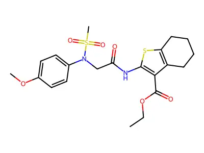 ethyl 2-{[N-(4-methoxyphenyl)-N-(methylsulfonyl)glycyl]amino}-4,5,6,7-tetrahydro-1-benzothiophene-3-carboxylate structure