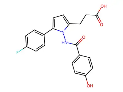 3-[5-(4-fluorophenyl)-1-[(4-hydroxybenzoyl)amino]pyrrol-2-yl]propanoic Acid structure
