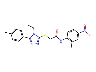 2-[[4-ethyl-5-(4-methylphenyl)-1,2,4-triazol-3-yl]sulfanyl]-N-(2-methyl-4-nitrophenyl)acetamide structure