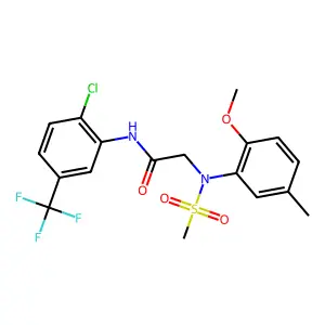 N-[2-chloro-5-(trifluoromethyl)phenyl]-2-(2-methoxy-5-methyl-N-methylsulfonylanilino)acetamide structure