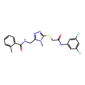 N-[[5-[2-(3,5-dichloroanilino)-2-oxoethyl]sulfanyl-4-methyl-1,2,4-triazol-3-yl]methyl]-2-methylbenzamide structure
