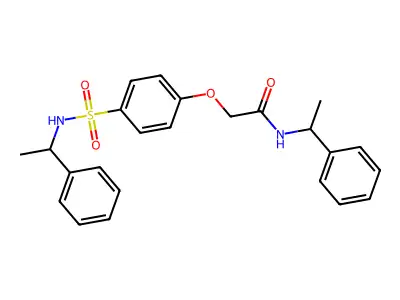 N-(1-phenylethyl)-2-[4-(1-phenylethylsulfamoyl)phenoxy]acetamide structure