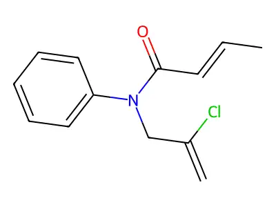 N-(2-chloroprop-2-enyl)-N-phenylbut-2-enamide structure