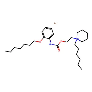 Piperidinium, 1-hexyl-1-(2-hydroxyethyl)-, bromide, o-(heptyloxy)carbanilate structure