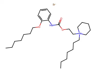 Piperidinium, 1-heptyl-1-(2-hydroxyethyl)-, bromide, o-(heptyloxy)carbanilate structure