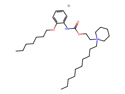 Piperidinium, 1-decyl-1-(2-hydroxyethyl)-, bromide, o-(heptyloxy)carbanilate structure