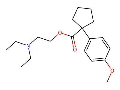 Cyclopentanecarboxylic acid, 1-(p-methoxyphenyl)-, 2-(diethylamino)ethyl ester structure