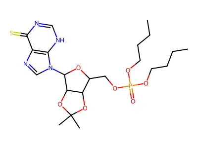 dibutyl [2,2-dimethyl-4-(6-sulfanylidene-3H-purin-9-yl)-3a,4,6,6a-tetrahydrofuro[3,4-d][1,3]dioxol-6-yl]methyl phosphate structure