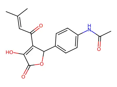 n-{4-[4-hydroxy-3-(3-methylbut-2-enoyl)-5-oxo-2,5-dihydrofuran-2-yl]phenyl}acetamide structure