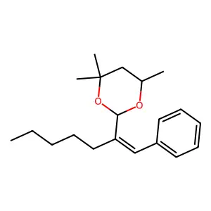 4,4,6-Trimethyl-2-(1-phenylhept-1-en-2-yl)-1,3-dioxane structure
