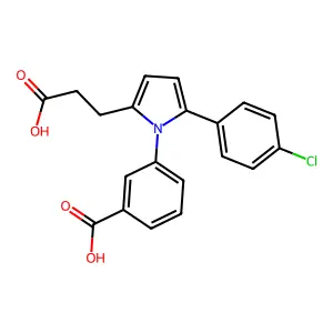 3-[2-(2-carboxyethyl)-5-(4-chlorophenyl)-1H-pyrrol-1-yl]benzoic acid structure