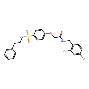 N-(2,4-dichlorobenzyl)-2-(4-{[(2-phenylethyl)amino]sulfonyl}phenoxy)acetamide structure