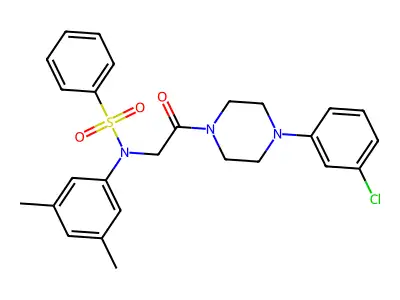 N-[2-[4-(3-chlorophenyl)piperazin-1-yl]-2-oxoethyl]-N-(3,5-dimethylphenyl)benzenesulfonamide structure
