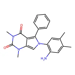 6-(2-amino-4,5-dimethylphenyl)-1,3-dimethyl-5-phenylpyrrolo[3,4-d]pyrimidine-2,4-dione structure