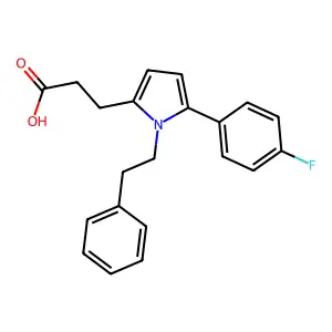 3-[5-(4-fluorophenyl)-1-(2-phenylethyl)-1H-pyrrol-2-yl]propanoic acid structure