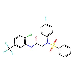 2-[N-(benzenesulfonyl)-4-fluoroanilino]-N-[2-chloro-5-(trifluoromethyl)phenyl]acetamide structure
