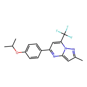 2-Methyl-5-(4-propan-2-yloxyphenyl)-7-(trifluoromethyl)pyrazolo[1,5-a]pyrimidine structure