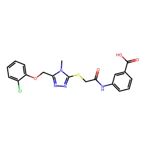 3-[[2-[[5-[(2-chlorophenoxy)methyl]-4-methyl-1,2,4-triazol-3-yl]sulfanyl]acetyl]amino]benzoic Acid structure