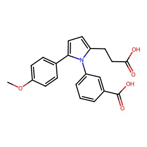 3-[2-(2-carboxyethyl)-5-(4-methoxyphenyl)-1H-pyrrol-1-yl]benzoic acid structure