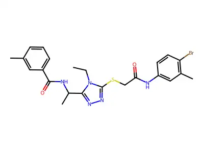 N-{1-[5-({2-[(4-bromo-3-methylphenyl)amino]-2-oxoethyl}sulfanyl)-4-ethyl-4H-1,2,4-triazol-3-yl]ethyl}-3-methylbenzamide structure