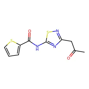 N-(3-(2-oxopropyl)-1,2,4-thiadiazol-5-yl)thiophene-2-carboxamide structure