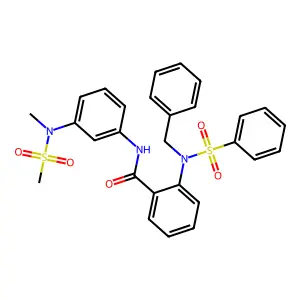 2-[benzenesulfonyl(benzyl)amino]-N-[3-[methyl(methylsulfonyl)amino]phenyl]benzamide structure