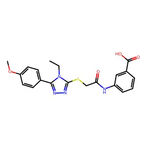 3-[({[4-ethyl-5-(4-methoxyphenyl)-4H-1,2,4-triazol-3-yl]sulfanyl}acetyl)amino]benzoic acid structure
