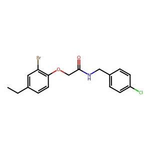 2-(2-bromo-4-ethylphenoxy)-N-[(4-chlorophenyl)methyl]acetamide structure