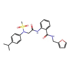 N-(furan-2-ylmethyl)-2-[[2-(N-methylsulfonyl-4-propan-2-ylanilino)acetyl]amino]benzamide structure
