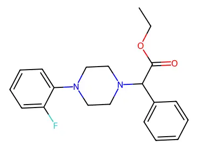 Ethyl 2-[4-(2-fluorophenyl)piperazin-1-yl]-2-phenylacetate structure