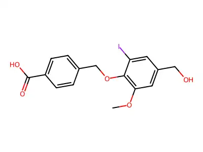 4-{[4-(Hydroxymethyl)-2-iodo-6-methoxyphenoxy]methyl}benzoic acid structure