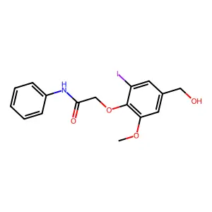 2-[4-(hydroxymethyl)-2-iodo-6-methoxyphenoxy]-N-phenylacetamide structure