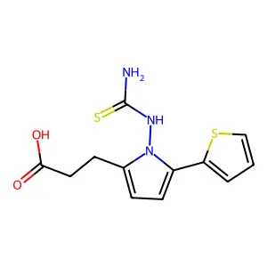 3-[1-(carbamothioylamino)-5-(thiophen-2-yl)-1H-pyrrol-2-yl]propanoic acid structure