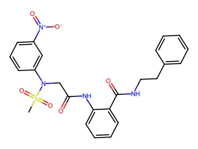 2-{[N-(methylsulfonyl)-N-(3-nitrophenyl)glycyl]amino}-N-(2-phenylethyl)benzamide structure