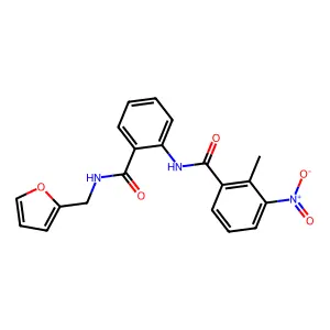 N-[2-(furan-2-ylmethylcarbamoyl)phenyl]-2-methyl-3-nitrobenzamide structure