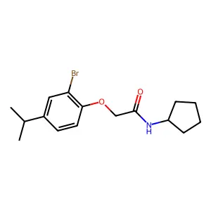 2-(2-bromo-4-propan-2-ylphenoxy)-N-cyclopentylacetamide structure
