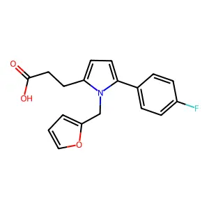 3-[5-(4-Fluorophenyl)-1-(2-furanylmethyl)-2-pyrrolyl]propanoic acid structure