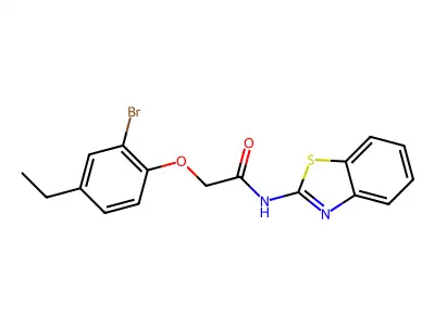 N-(1,3-benzothiazol-2-yl)-2-(2-bromo-4-ethylphenoxy)acetamide structure