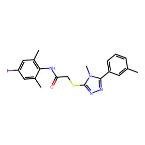 N-(4-iodo-2,6-dimethylphenyl)-2-[[4-methyl-5-(3-methylphenyl)-1,2,4-triazol-3-yl]sulfanyl]acetamide structure