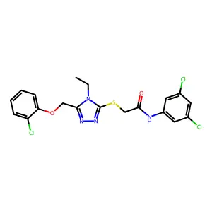 2-({5-[(2-chlorophenoxy)methyl]-4-ethyl-4H-1,2,4-triazol-3-yl}sulfanyl)-N-(3,5-dichlorophenyl)acetamide structure