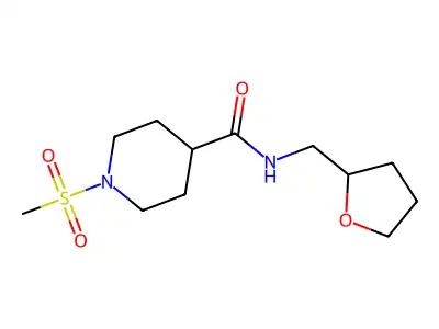 1-methylsulfonyl-N-(oxolan-2-ylmethyl)piperidine-4-carboxamide structure