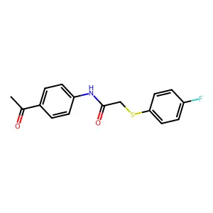N-(4-acetylphenyl)-2-[(4-fluorophenyl)sulfanyl]acetamide structure