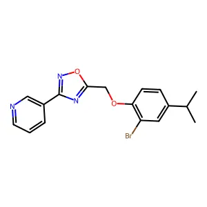 3-(5-{[2-Bromo-4-(propan-2-yl)phenoxy]methyl}-1,2,4-oxadiazol-3-yl)pyridine structure