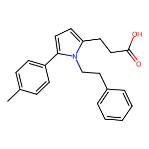 3-[5-(4-methylphenyl)-1-(2-phenylethyl)-1H-pyrrol-2-yl]propanoic acid structure
