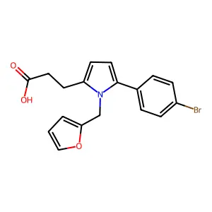 3-[5-(4-bromophenyl)-1-(2-furylmethyl)-1H-pyrrol-2-yl]propanoic acid structure