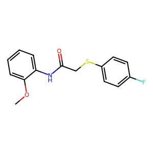 2-(4-fluorophenyl)sulfanyl-N-(2-methoxyphenyl)acetamide structure